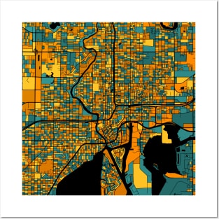 Tampa Map Pattern in Orange & Teal Posters and Art